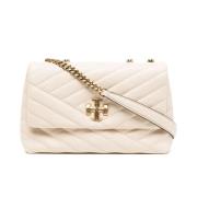 Tory Burch Chevronläder Axelväska i Beige Beige, Dam