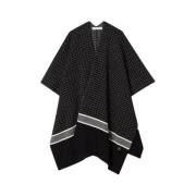 Busnel Mio Rutig Poncho Black, Dam