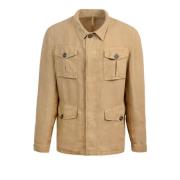 Lubiam Sportig Kamel Overshirt med Kontrastknappar Brown, Herr