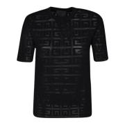 Givenchy Svart Perforerad 4G Mönster T-Shirt Black, Dam