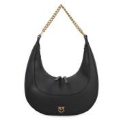 Pinko Brioche Läder Hobo-väska Black, Dam