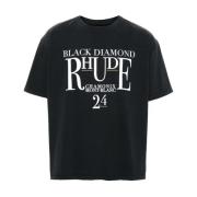 Rhude Logo Print Crew Neck T-shirt Black, Herr