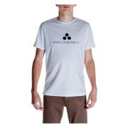 Peuterey Vit Enkel Rund Hals T-shirt White, Herr