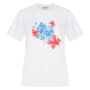 Jaaf Hibiscus Print Bomull T-shirt White, Dam