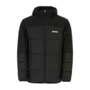 Boss Stilren Svart Polyester Dunjacka Black, Herr