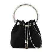 Jimmy Choo Kristallhandtag Satin Hinkväska Black, Dam