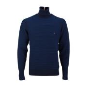 Tommy Hilfiger Herr Roll Neck Sweater 2 Tone Blue, Herr