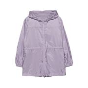Moncler Texturerad huva jacka med appliqué logo Purple, Dam