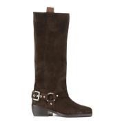 Aldo Castagna Mörkbruna Mocka Texan Boots Brown, Dam