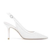 Stuart Weitzman Mesh Slingback Sandaler White, Dam