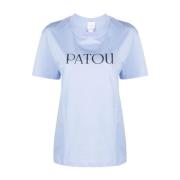 Patou Logo-print bomull T-shirt Blue, Dam
