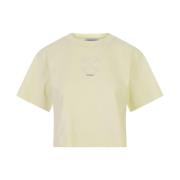 Off White Ivory Crop T-shirt med Arrow Pearls White, Dam