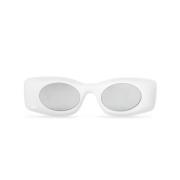 Loewe Rektangulära vita solglasögon med silverlinser White, Dam