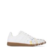 Maison Margiela Låg Målare Sneakers Vit Läder Mocka White, Herr