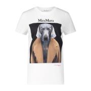 Max Mara Hundtryck T-shirt White, Dam