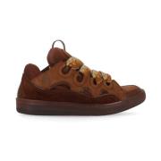 Lanvin Brun Mocka Lädersneakers med Tech-tyg Brown, Herr