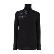 Ermanno Scervino Blommig Spets Turtleneck Jumper Black, Dam