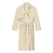 Aeron Läder Trenchcoat med Cape Beige, Dam