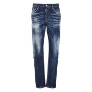 Dsquared2 Blå Ripped Jeans med Logo Patch Blue, Herr