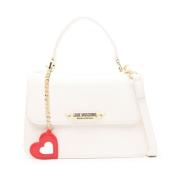 Love Moschino Ivory Vit Faux Läder Axelväska Beige, Dam