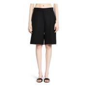 TotêMe Svarta Ull Twill Skräddade Shorts Black, Dam