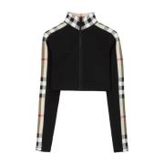 Burberry Svarta Check Stretch Skjortor Black, Dam