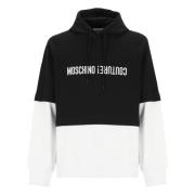 Moschino Svart Bomullshoodie med Logobrodyr Black, Herr