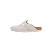 Birkenstock Boston mocka toffel med korkfotsäng White, Dam