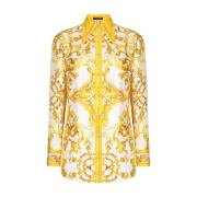 Dolce & Gabbana Gul Silke Twill Väv Skjorta Yellow, Dam