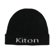 Kiton Svart Intaria Stickad Logo Beanie Black, Herr