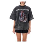 Alexander Wang Heartbreaker Grafisk T-shirt Distressed Tvättad Gray, U...