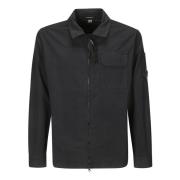 C.p. Company Gabardine Zipped Overshirt Jacka Blue, Herr