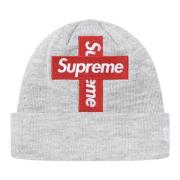 Supreme Begränsad upplaga Cross Box Logo Beanie Gray, Unisex