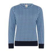 Skovhuus Mini Check O-Neck Pullover Blouse Marine Multicolor, Dam