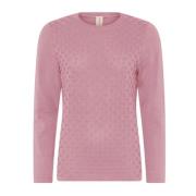 Skovhuus Prickig Struktur Pullover Blus Geranium Pink, Dam