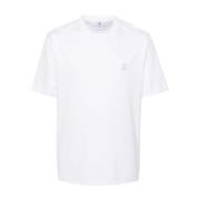 Brunello Cucinelli Vit Logo Print Crew Neck T-shirt White, Herr