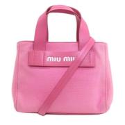 Miu Miu Pre-owned Pre-owned Canvas handvskor Pink, Dam