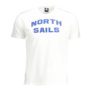 North Sails Vit Bomull T-Shirt med Tryck White, Herr