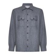 Brunello Cucinelli Grå Ull Overshirt med Fickor Gray, Herr