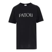 Patou Bomull T-shirt med Logo, Svart Black, Dam