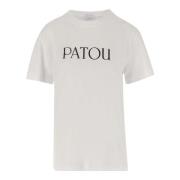 Patou Bomull T-shirt med Logo, Vit White, Dam