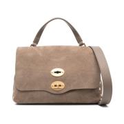 Zanellato Grained Leather Shoulder Bag Grey Gray, Dam