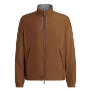 Z Zegna Brun Hooded Zip Jacket med Fickor Brown, Herr