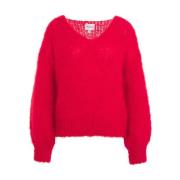 American Dreams Röd Stickat Aw24 Handtvätt Red, Dam