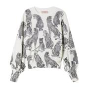 Twinset Jaguar Print Sweater White White, Dam