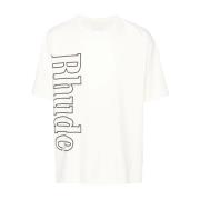Rhude Vit Logotyp Tryck Bomull T-shirt White, Herr