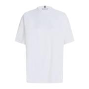Tommy Hilfiger Lätt Bomull Interlock Crew Neck T-shirt White, Dam