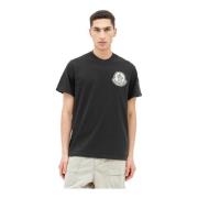 Moncler Bomull Jersey Logo Applique T-Shirt Black, Herr