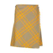 Burberry Gul Rutig Ullkjol Aw22 Yellow, Dam