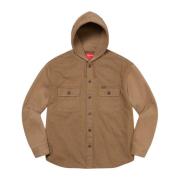 Supreme Begränsad Upplaga Hooded Denim Skjorta Brun Brown, Herr